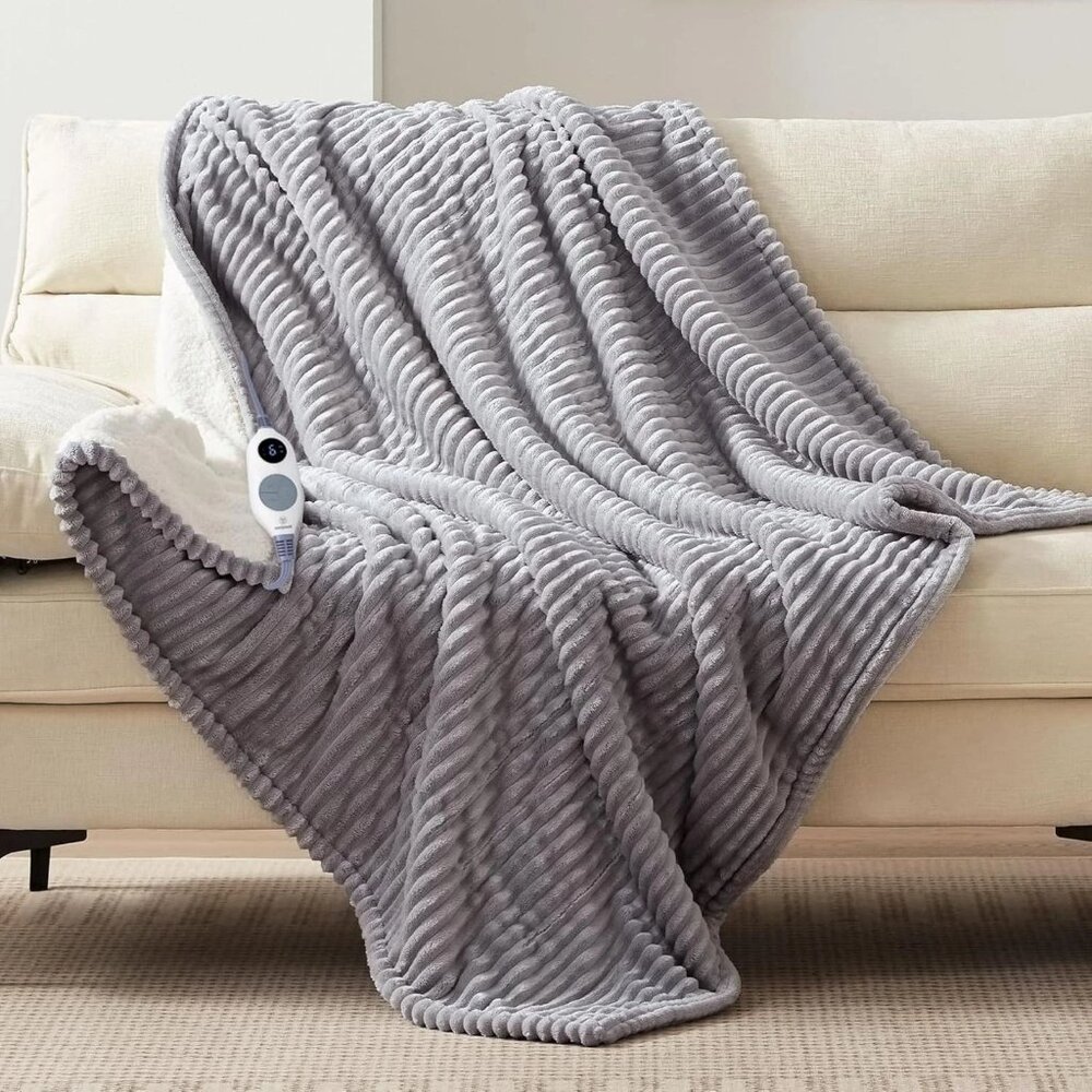 Westinghouse Electric Throw Blanket, Flannel Sherpa Heated Throw with 6 Heating